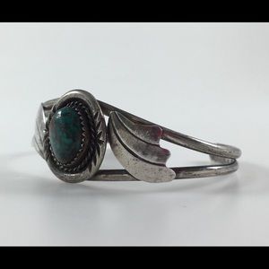 Native American Silver Turquoise Bracelet Cuff
